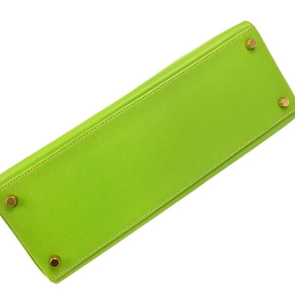 Hermes Kelly Handbag Green Gulliver With Gold Hardware Green Leather Handbag - Picture 9 of 10